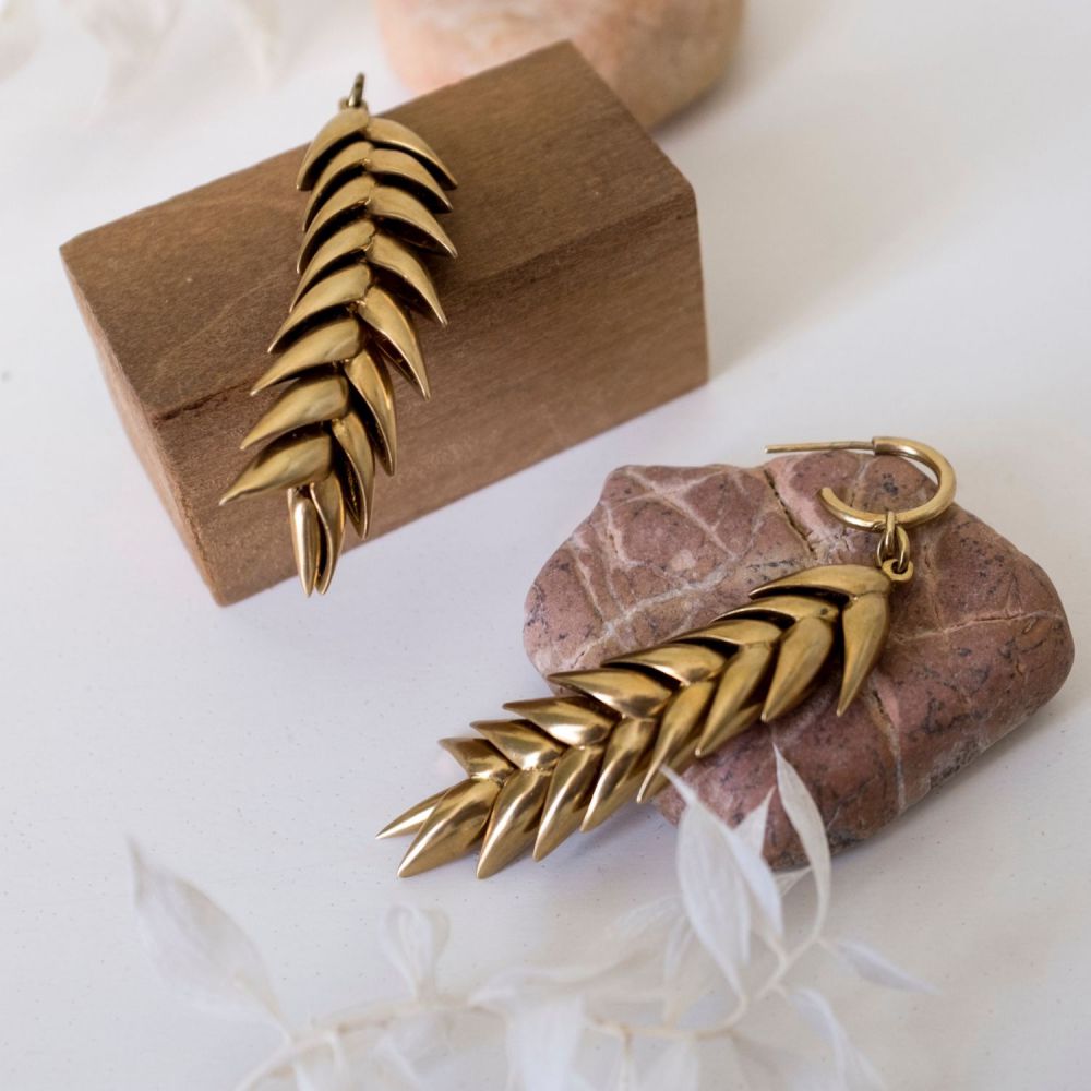 925 Silver Yellow gold plated designer leaf Earring  Manufacturer